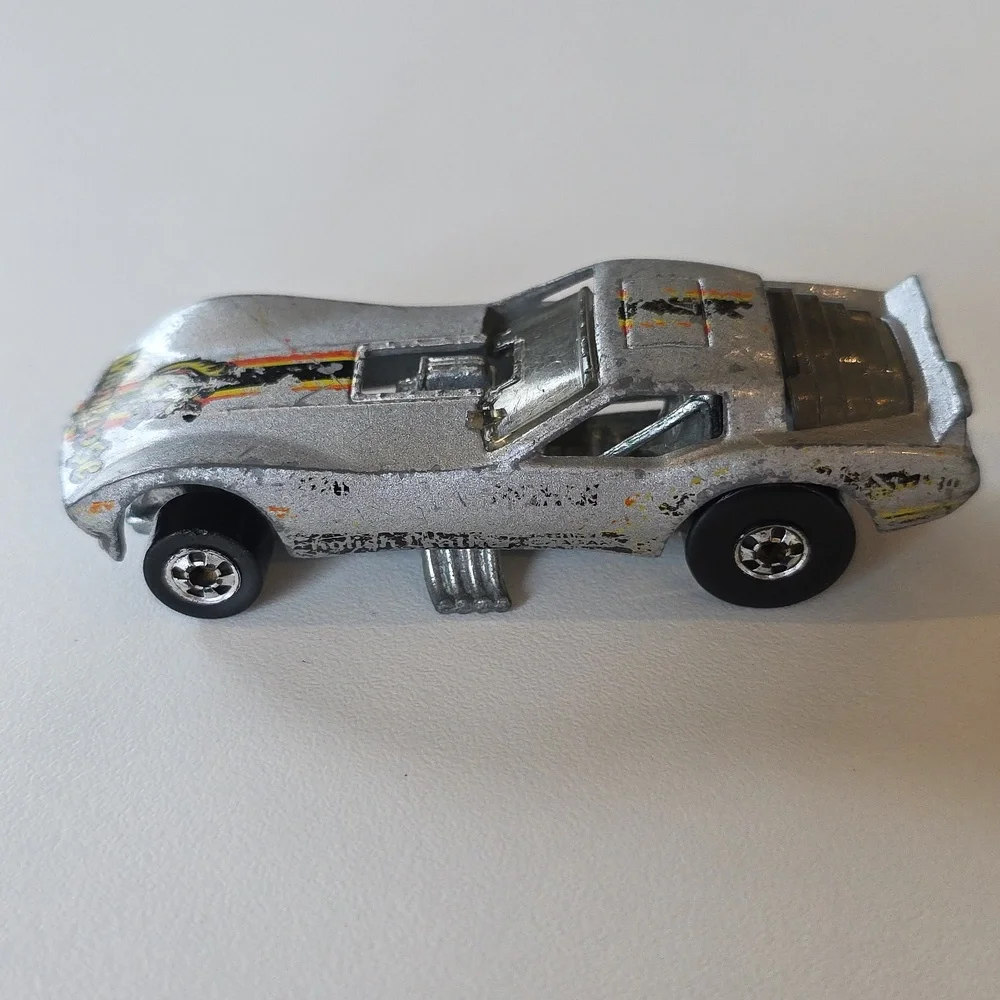 1977 Hot Wheels Mongoose Corvette Tom McEwen Mattel Silver - Vintage